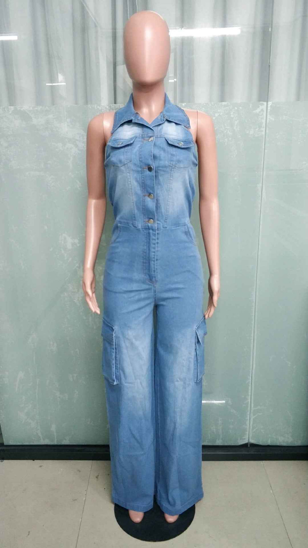 Loose Fit Denim Jumpsuit