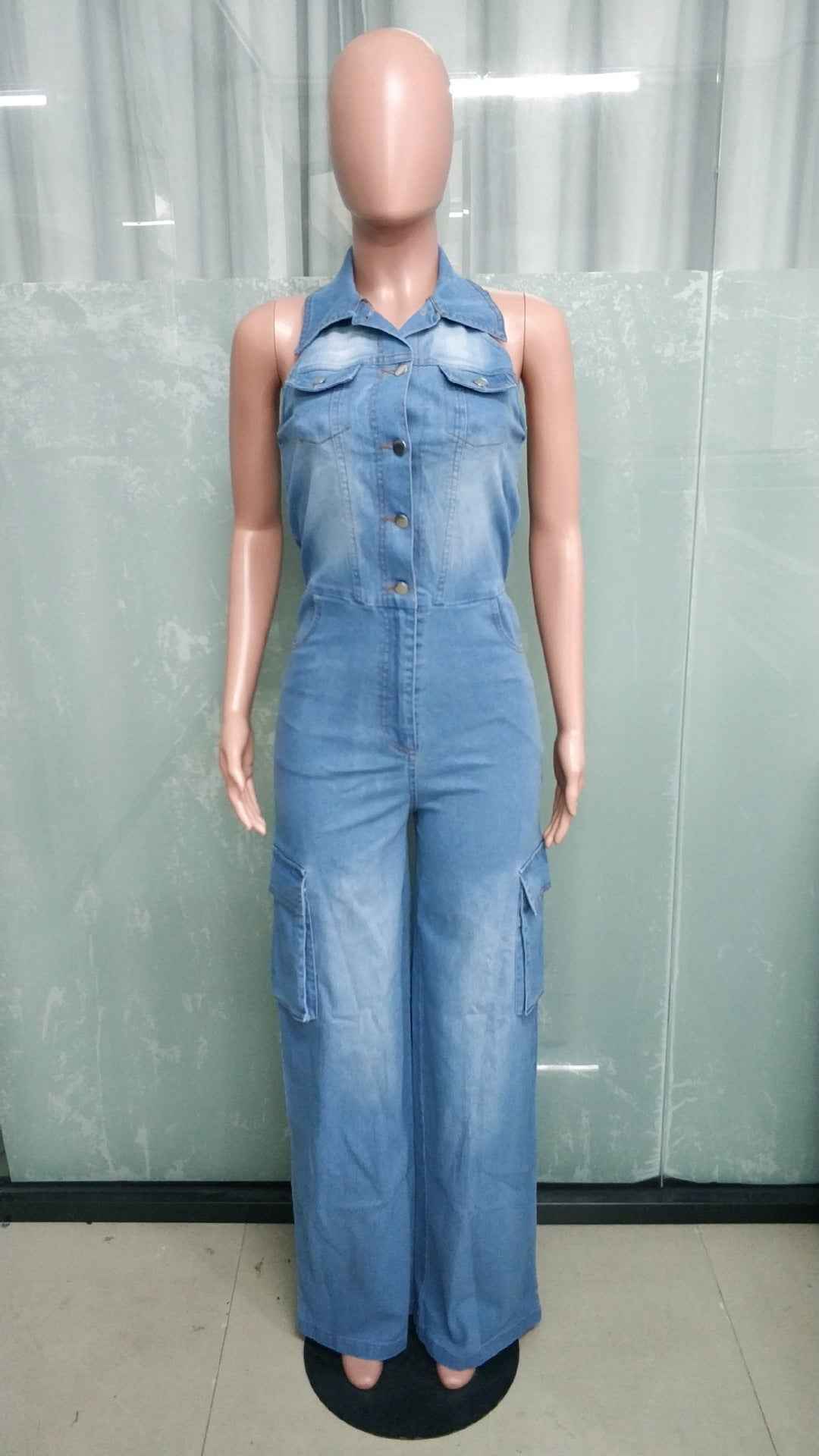 Loose Fit Denim Jumpsuit