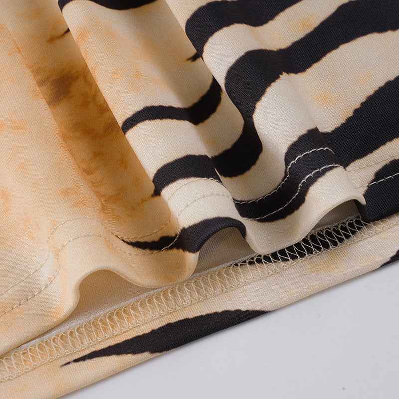 Animal Print Contrast Color T-shirt