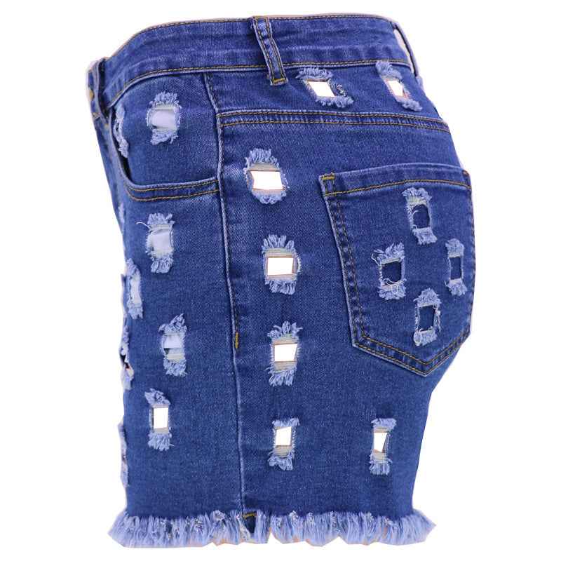 Solid Color Ripped High Waist Stretch Women's Bottoms
