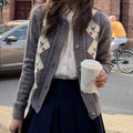 Embroidered Knitted Cardigan Sweater