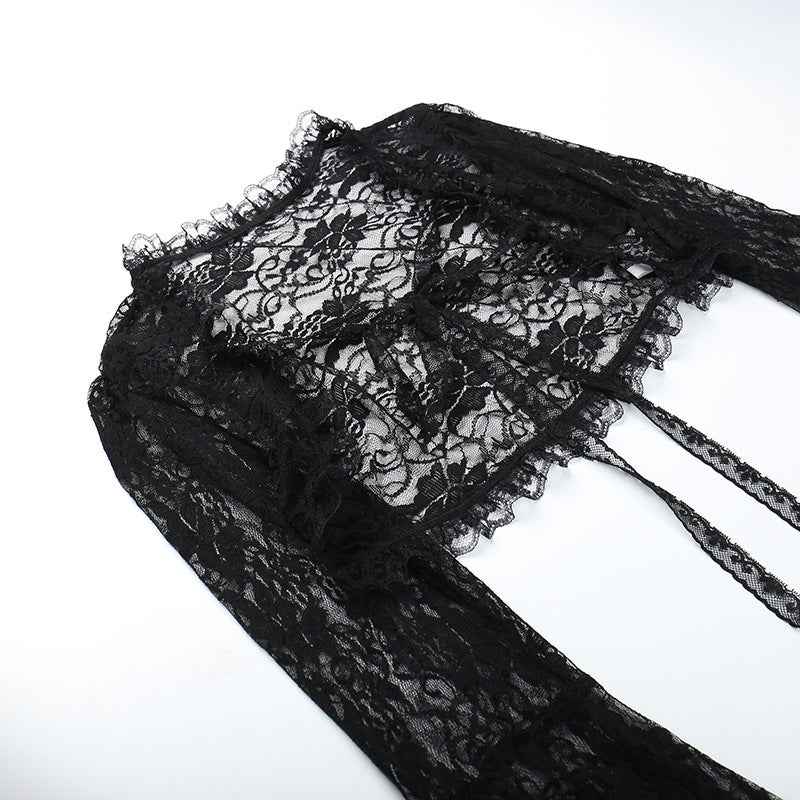 Gothic Classic Lace Flare Sleeve Blouse Y2K Rave