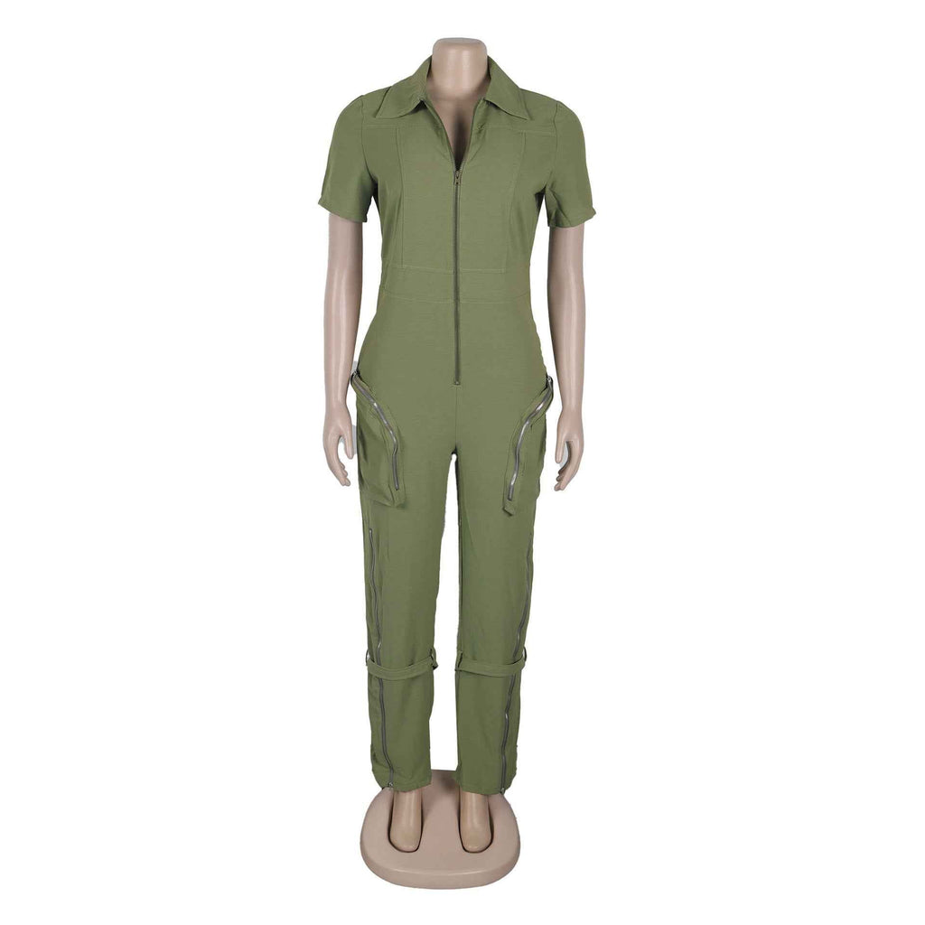 Sexy Summer Jumpsuit with Pocket and Zipper MUNSIEUR