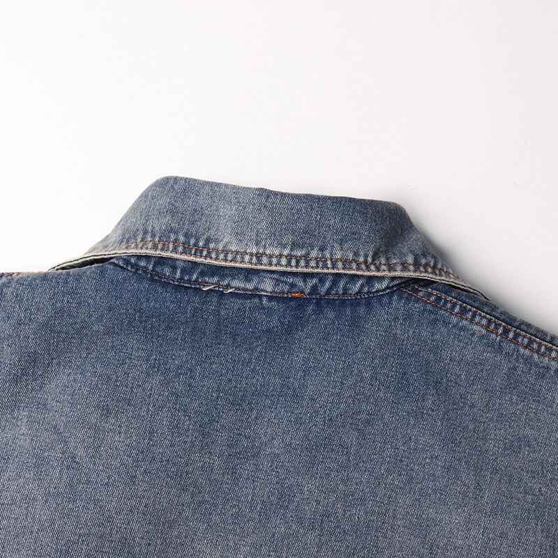 Denim Trench Coat Polo Collar Jacket