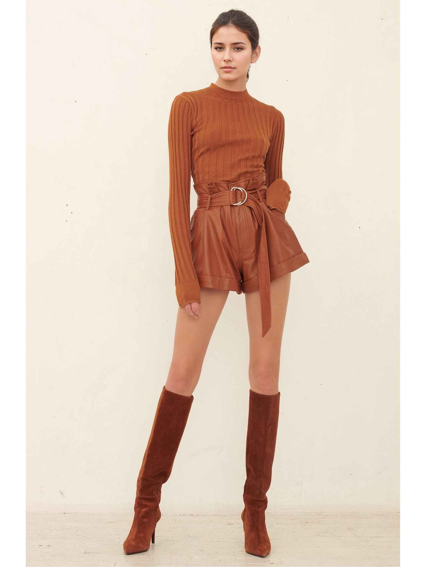 High Waist A line Faux Leather Bottoms