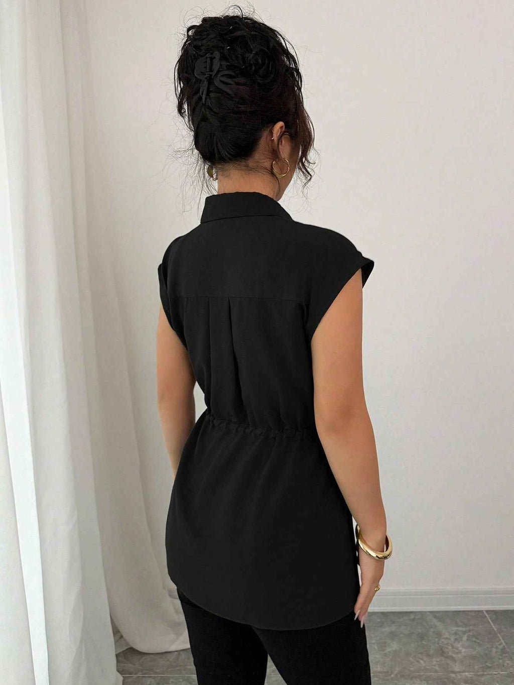 Solid Color Polo Collar Women's T-shirt