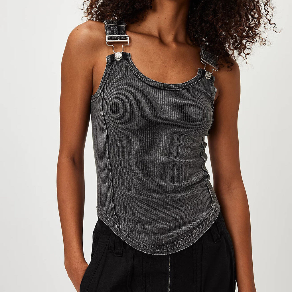 Slim Fit Adjustable Buckle Multi Color Spaghetti Strap Camisole Top T-shirt
