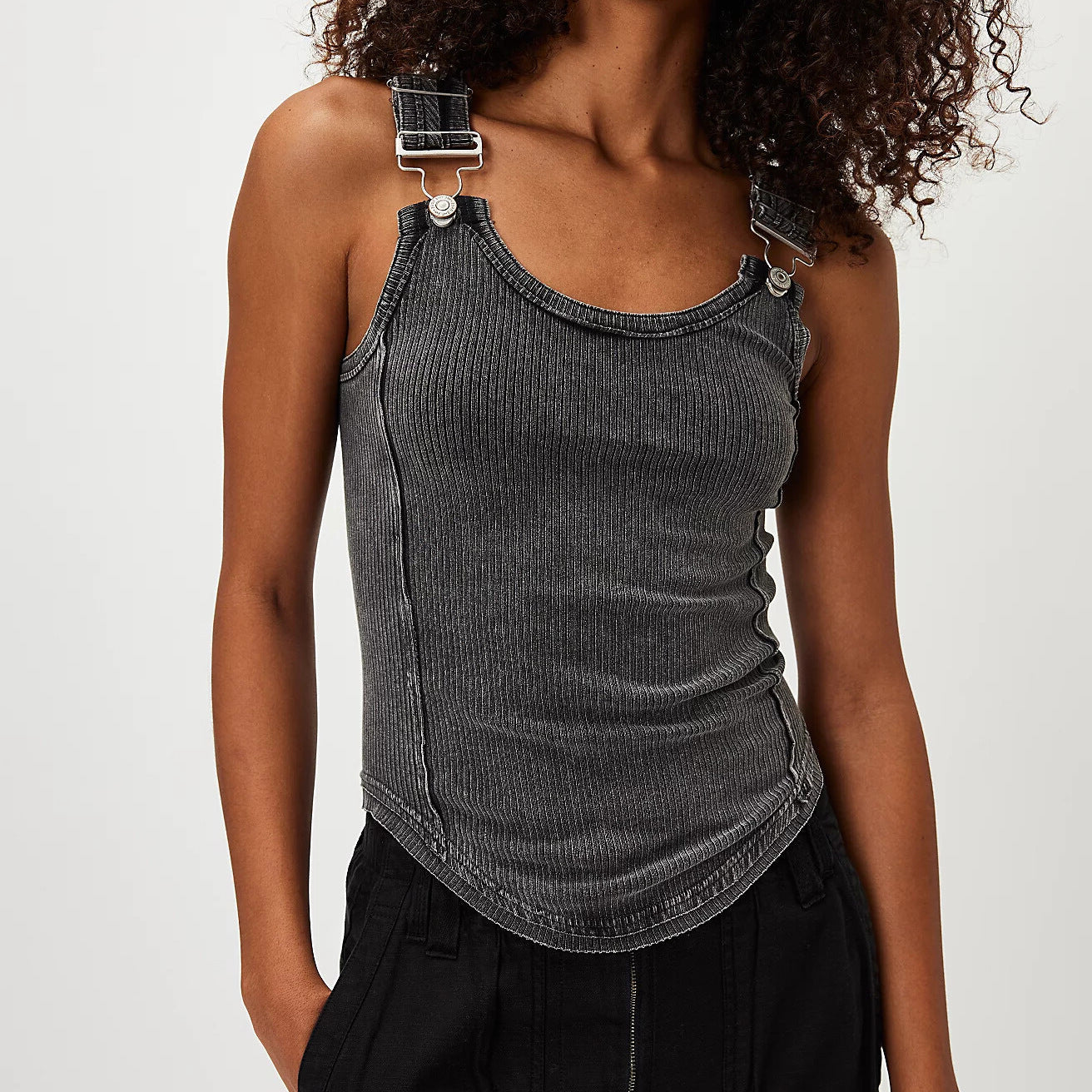 Slim Fit Adjustable Buckle Multi Color Spaghetti Strap Camisole Top T-shirt