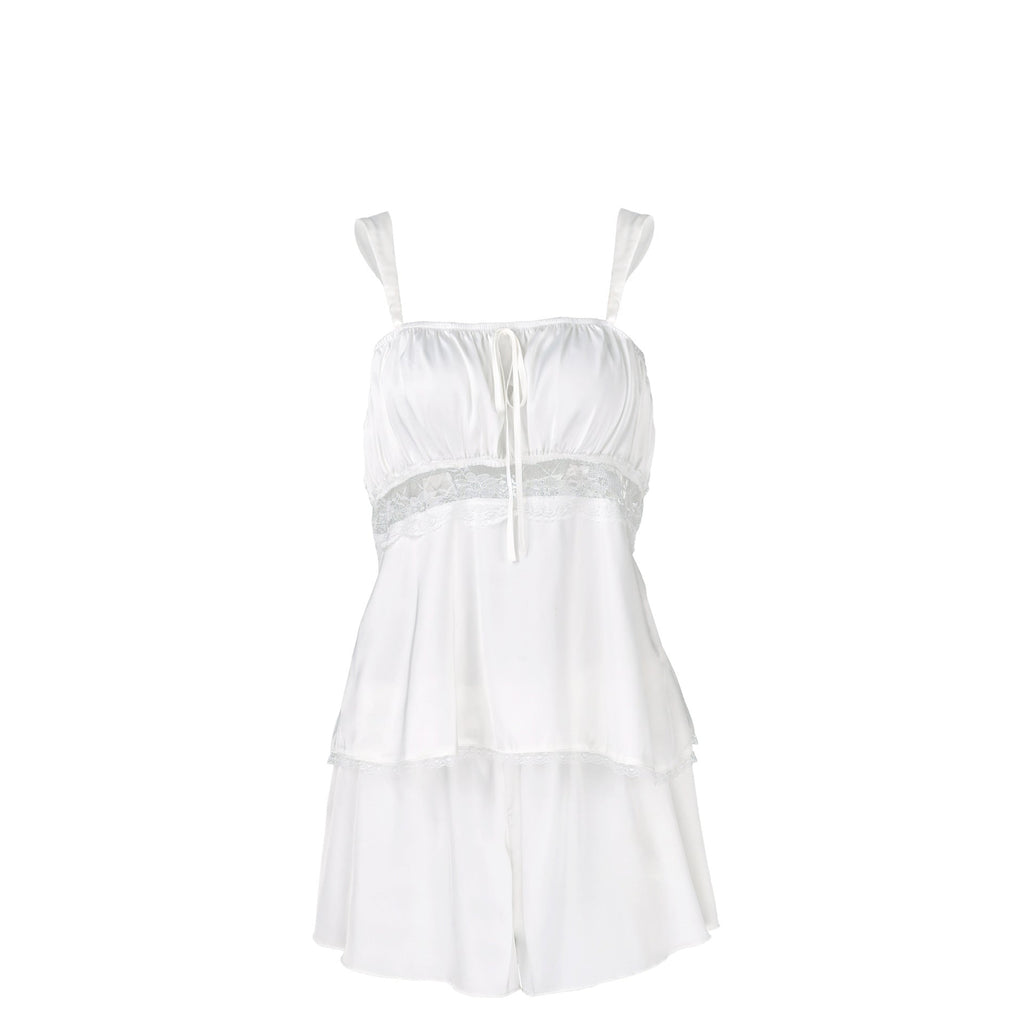 Summer Lace Strap Sleepwear Pajamas Two Piece Set