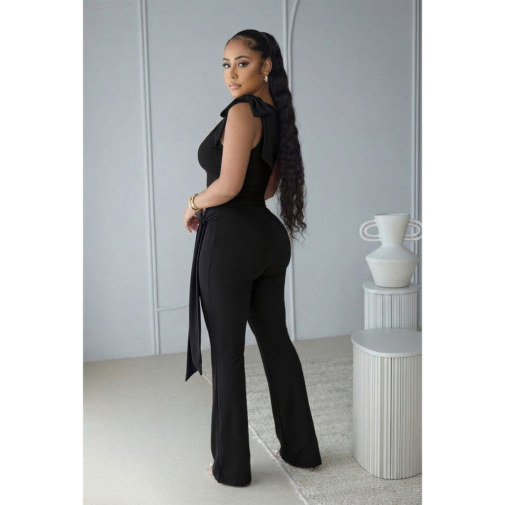 Women's Jumpsuit Bandage Pleated Set