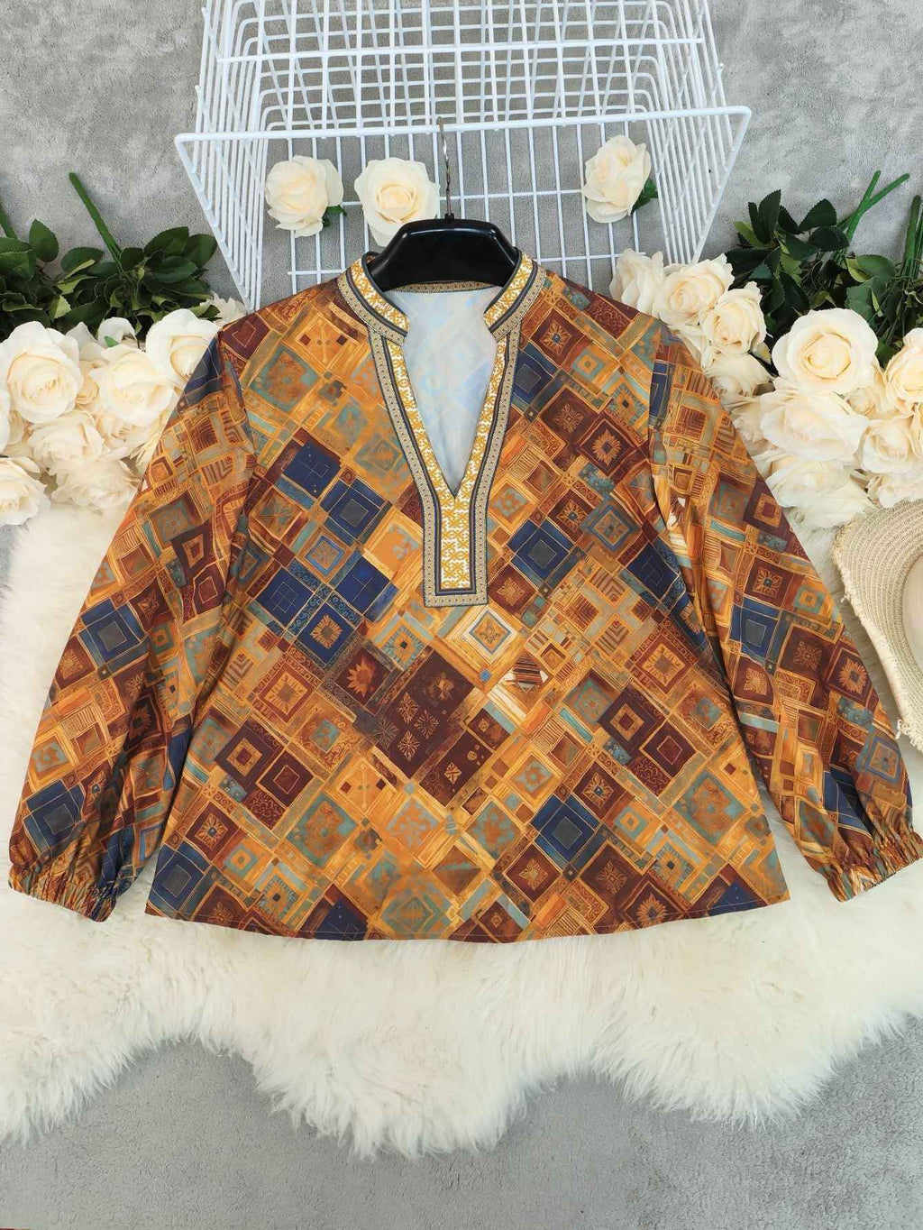 Loose Print Casual Blouse for Women