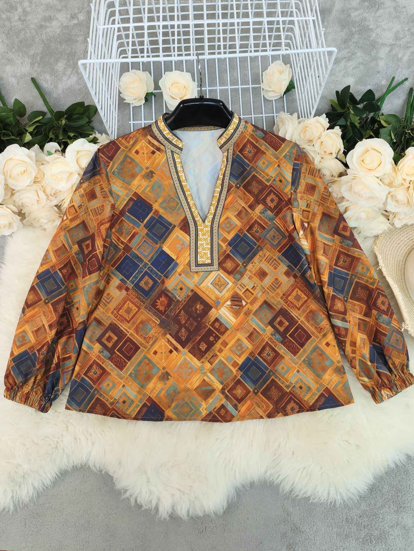 Loose Print Casual Blouse for Women