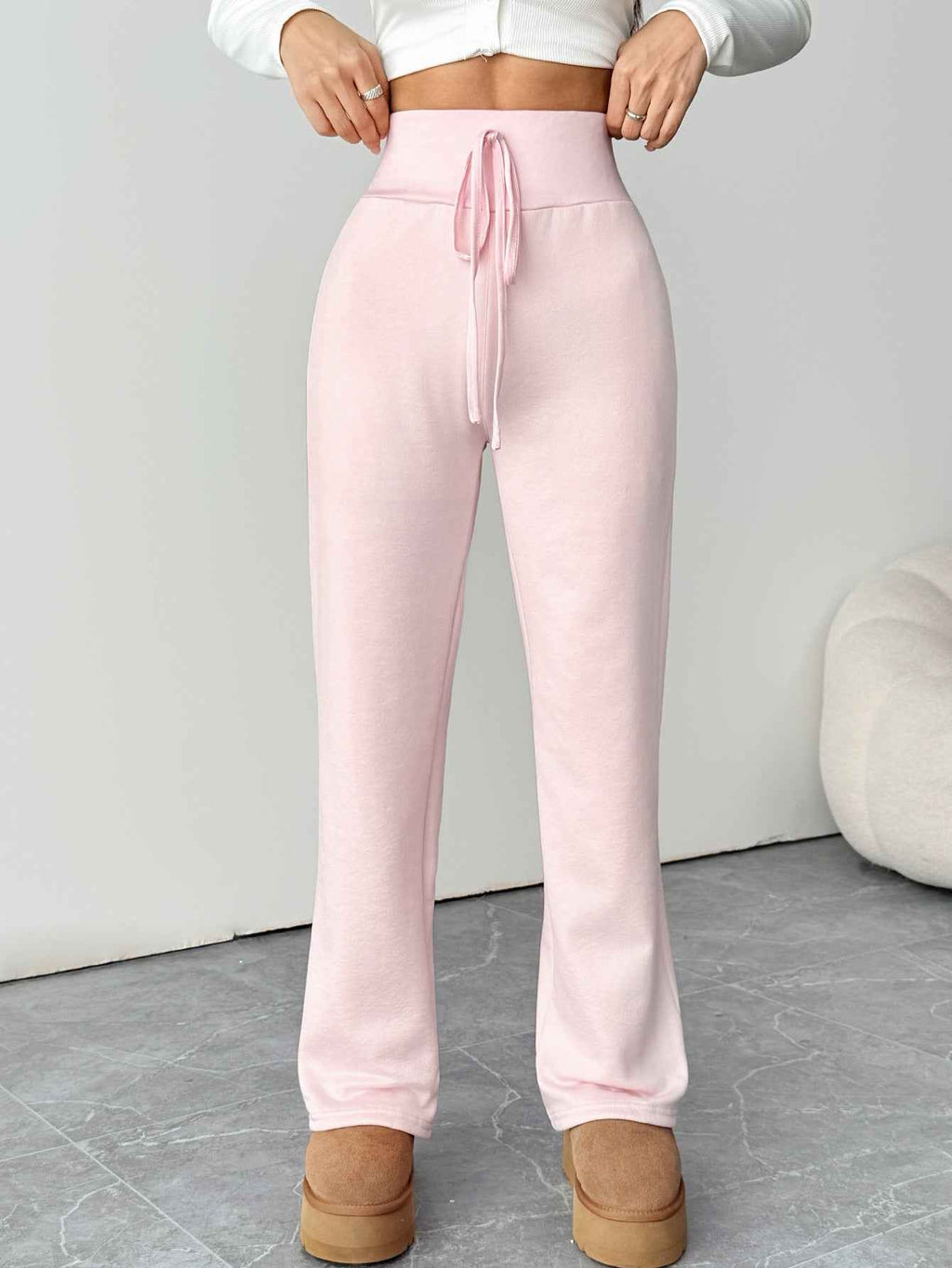 Warm Berber Fleece Pink Casual Leggings Sweats