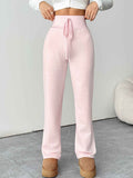 Warm Berber Fleece Pink Casual Leggings Sweats