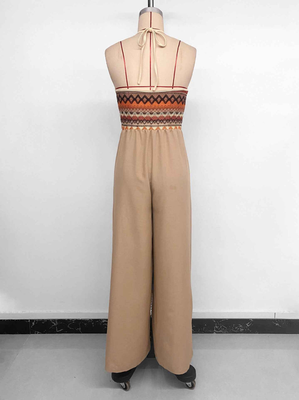 Retro Embroidery Stitched Jumpsuit