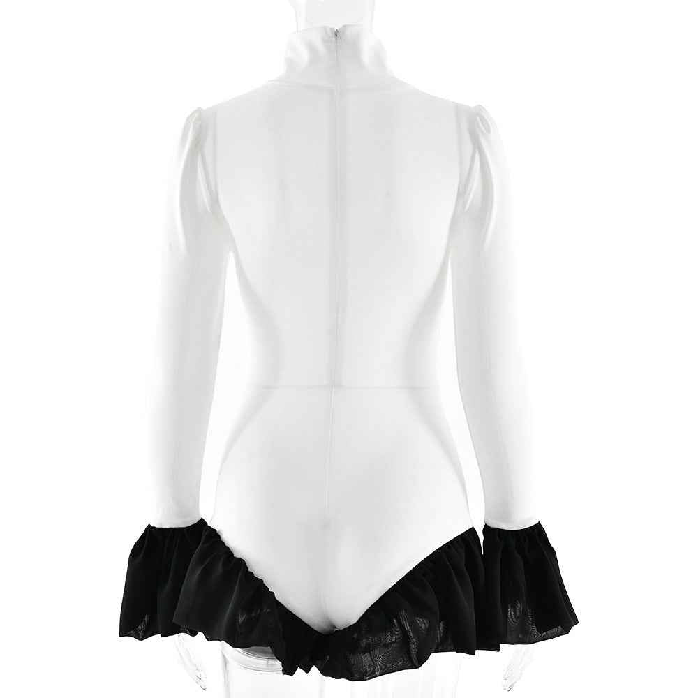 Bell Sleeve Sexy Stitching Sexy Slim Jumpsuit
