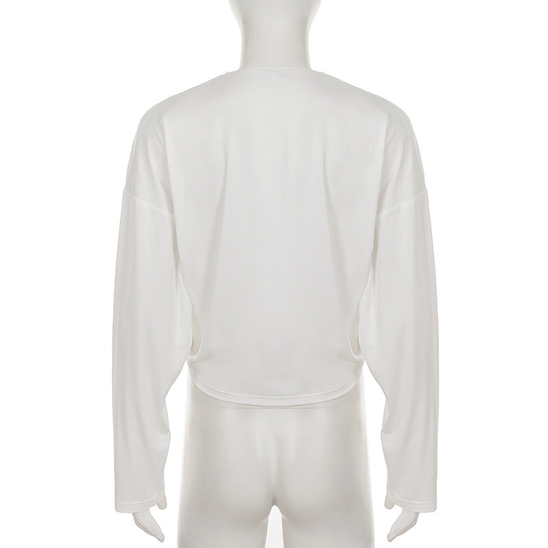 Batwing Sleeve Loose Casual Blouse Solid Color