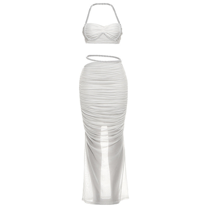 Women's Pearl Skirt Set Elegance and Simplicity