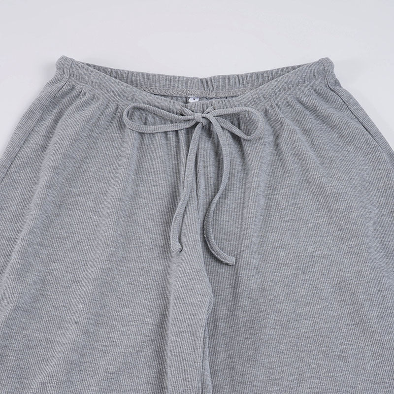 Sunken Top Drawstring Pajamas Set Solid Color Loose Two Piece Loungewear Set MUNSIEUR Essential