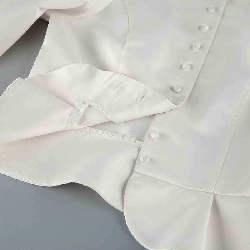 Spring Arrival French Stand Collar Puff Sleeve Blouse