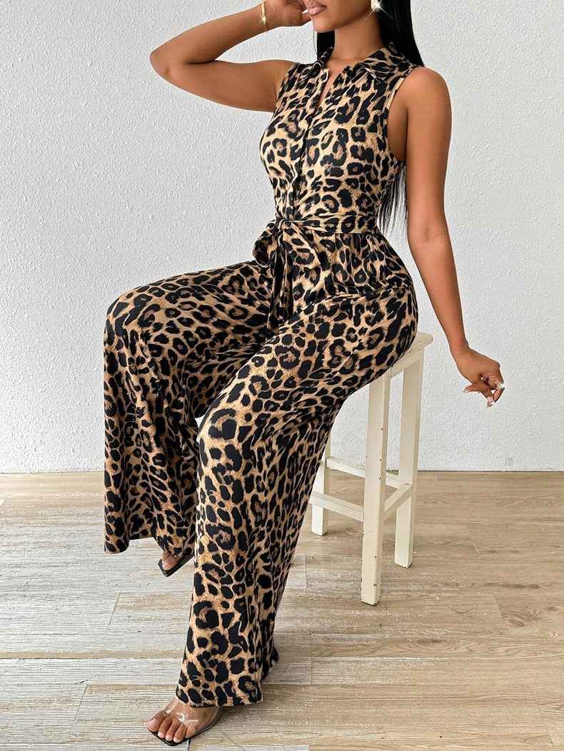 Women Leopard Print Jumpsuit