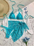 Halter Holiday Beach Three Piece Bikini Swimsuit