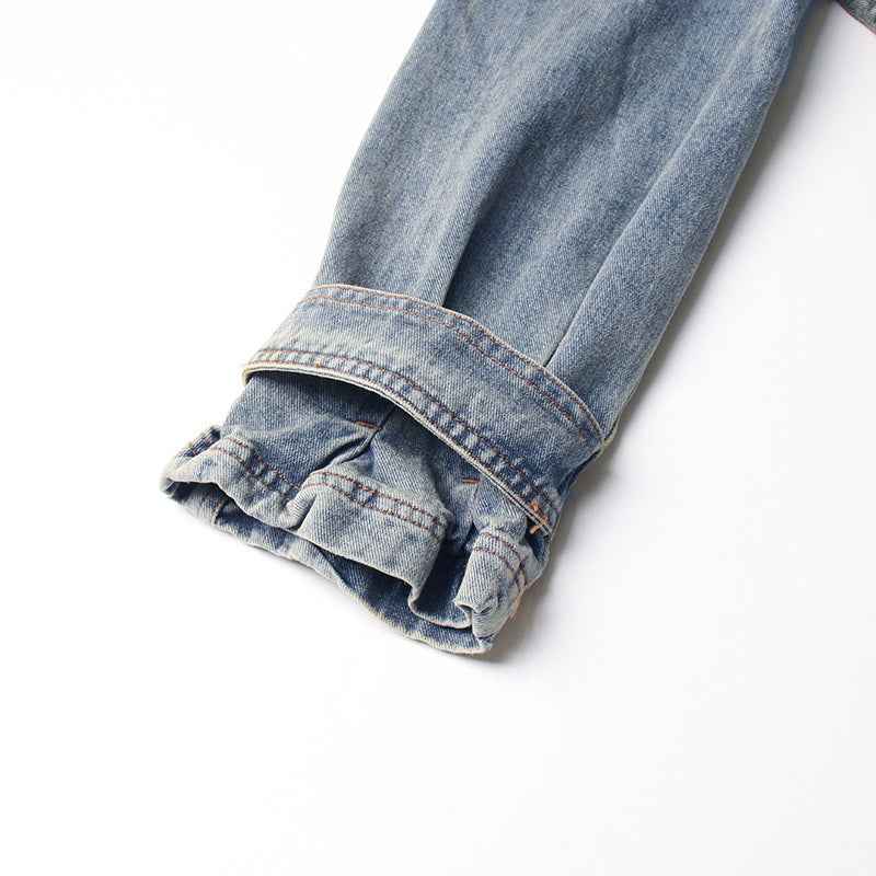 Denim Trench Coat Polo Collar Jacket