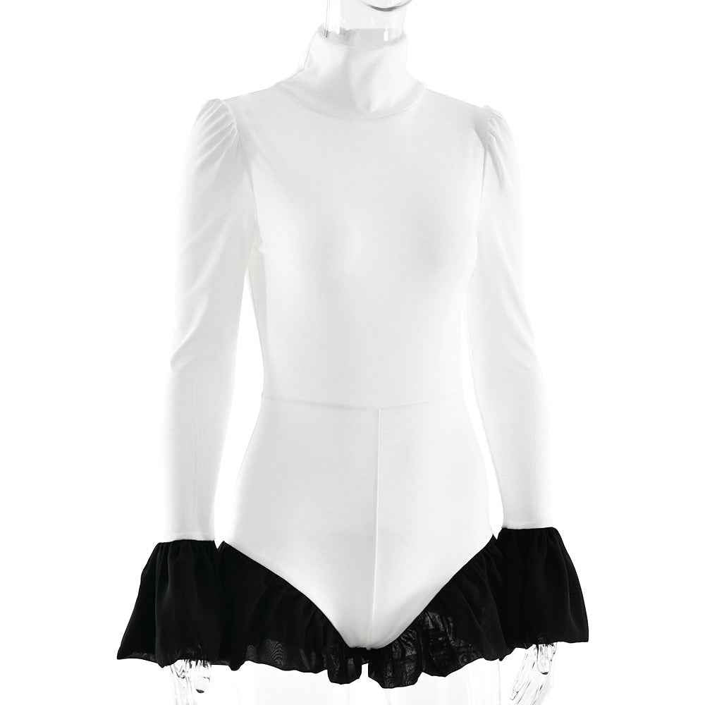 Bell Sleeve Sexy Stitching Sexy Slim Jumpsuit