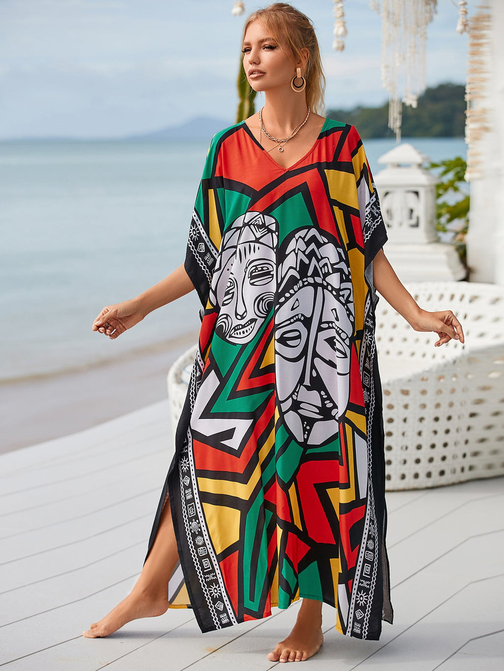 Printed Blouse Holiday Casual Beach Bikini Cover