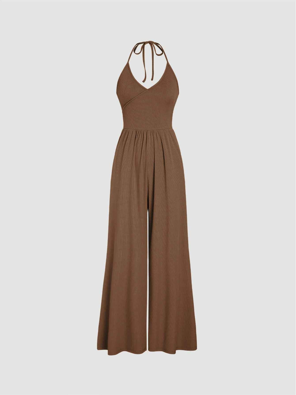 Drape Knit Lace up Halterneck Jumpsuit