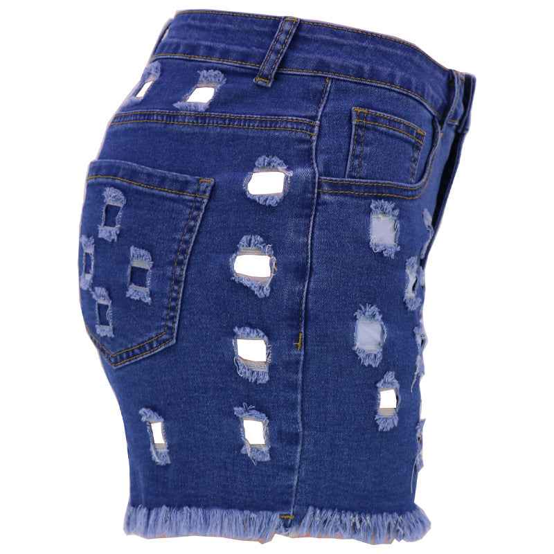 Solid Color Ripped High Waist Stretch Women's Bottoms
