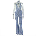 Women's Micro Transparent Niche Jumpsuit Halter U Collar Sheath