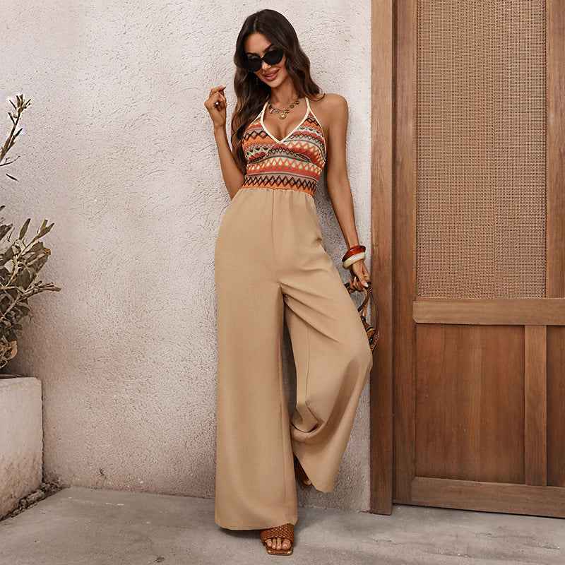 Retro Embroidery Stitched Jumpsuit
