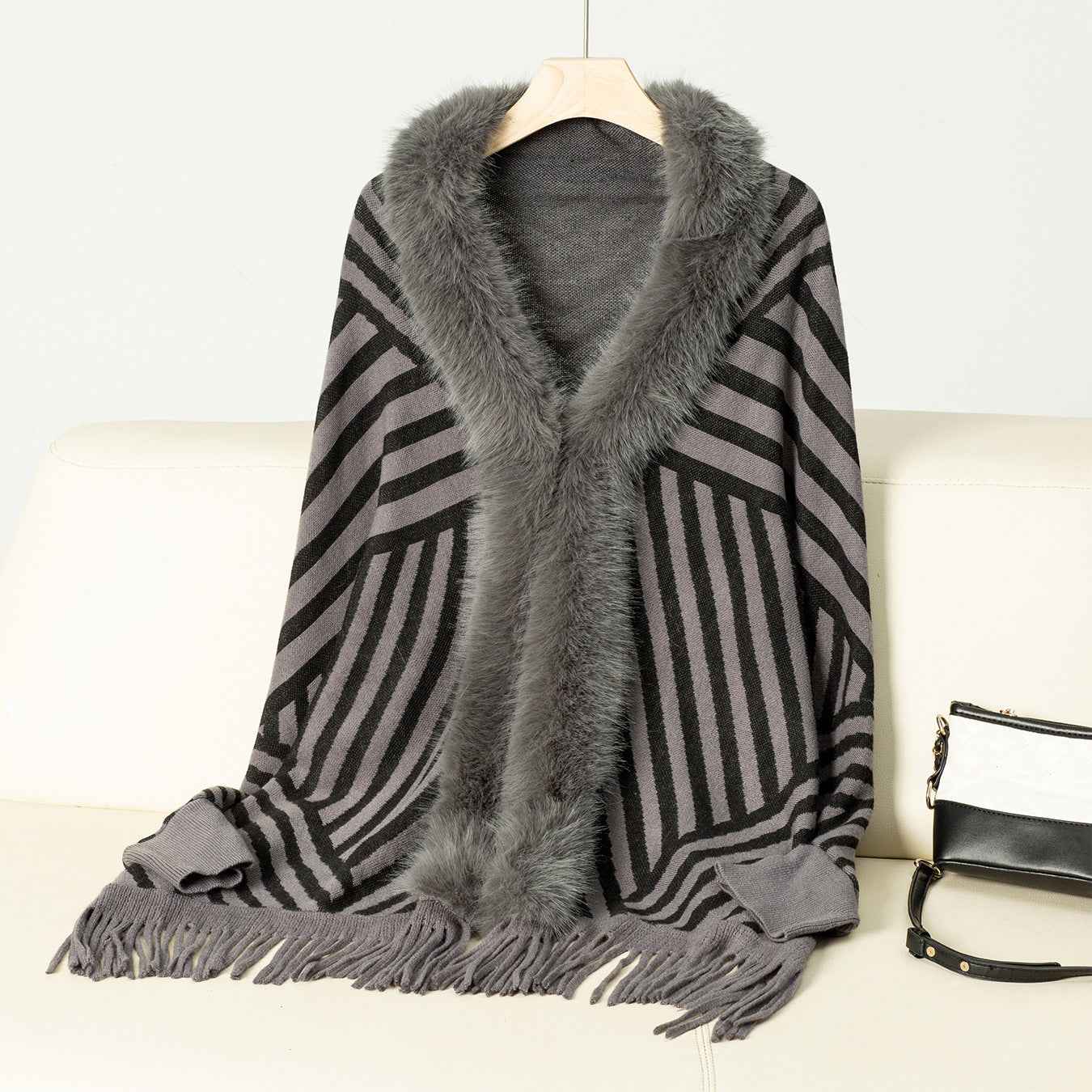 Striped Tassel Knitted Sweater for Women