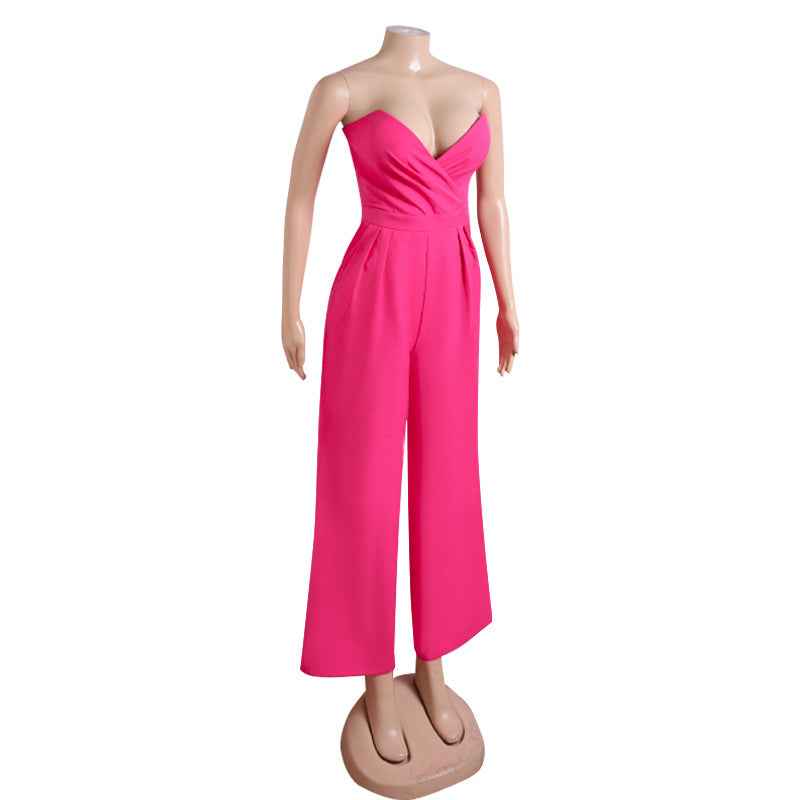 Luxury Business Elegant Business Tube Top Jumpsuit Two Piece Set