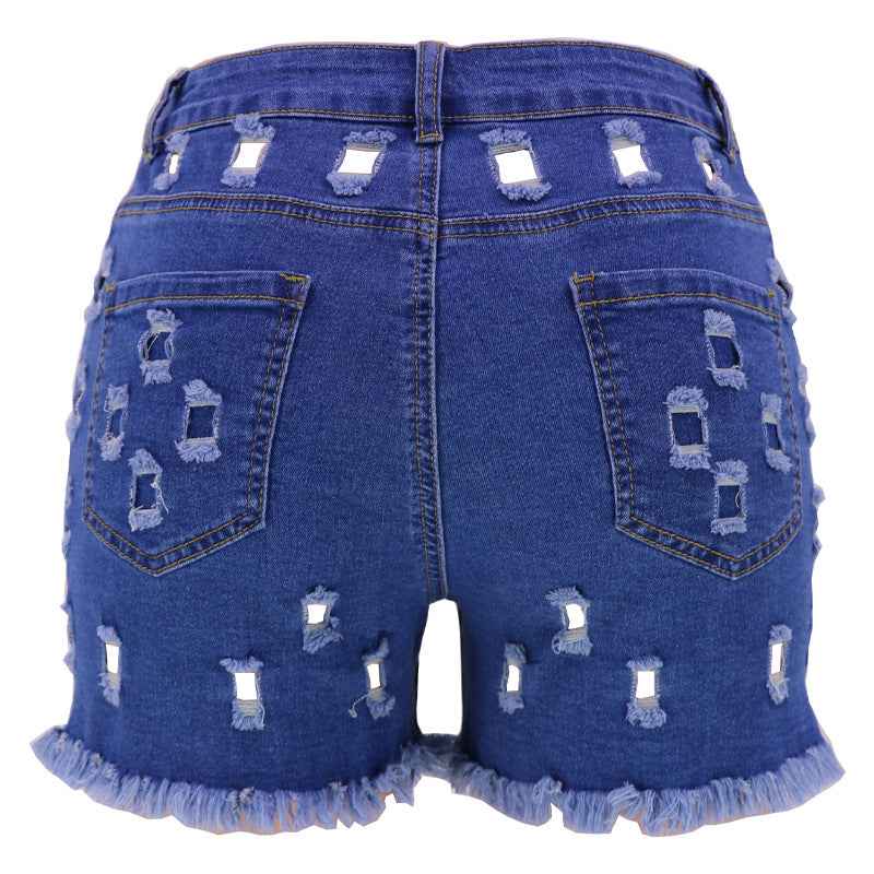 Solid Color Ripped High Waist Stretch Women's Bottoms