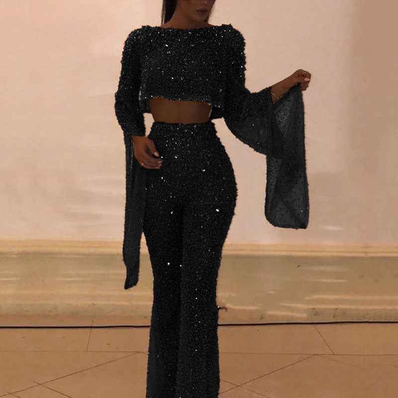 Long Sleeved Backless Jumpsuit Cropped