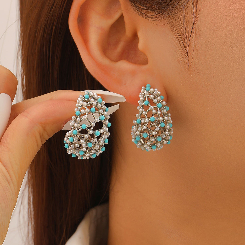 French Vintage Palace Style Stud Earrings Luxury Starry Design Earrings