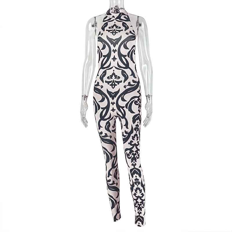 Women Striped Jumpsuit Backless
