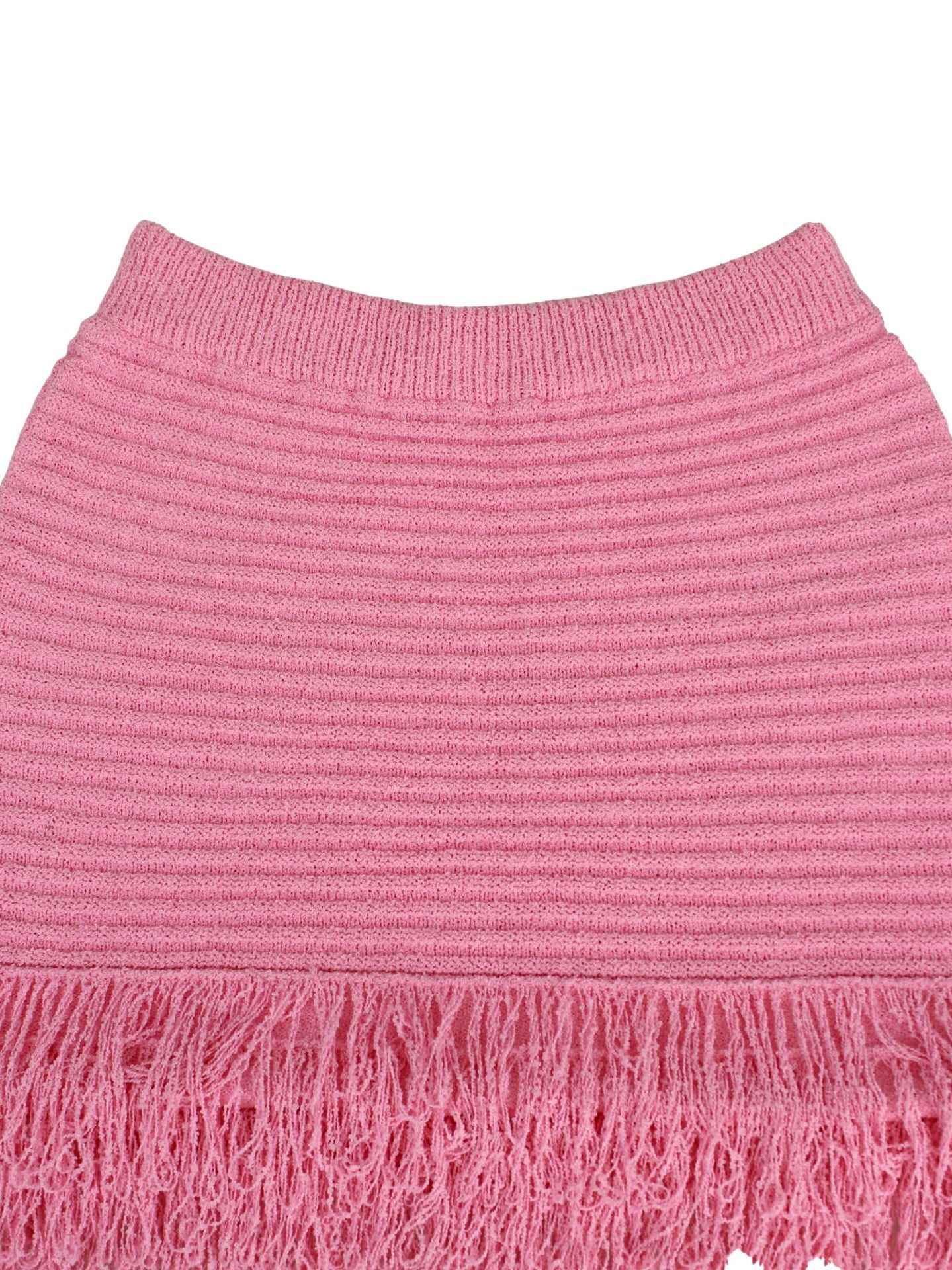 Fringe Sheath Skirt Two Piece Set