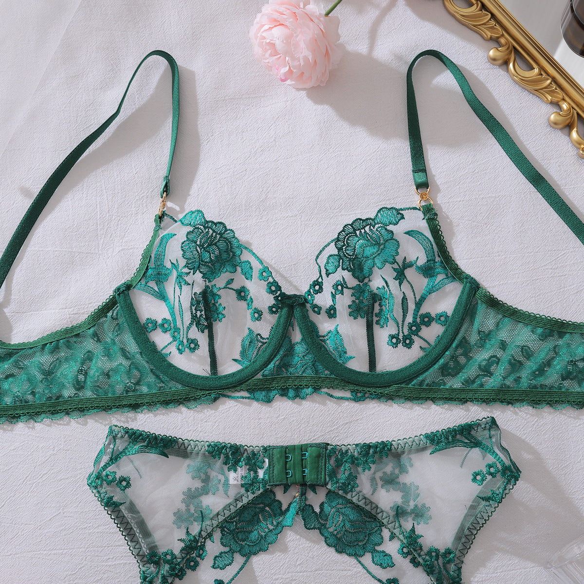Rose Embroidered Lingerie
