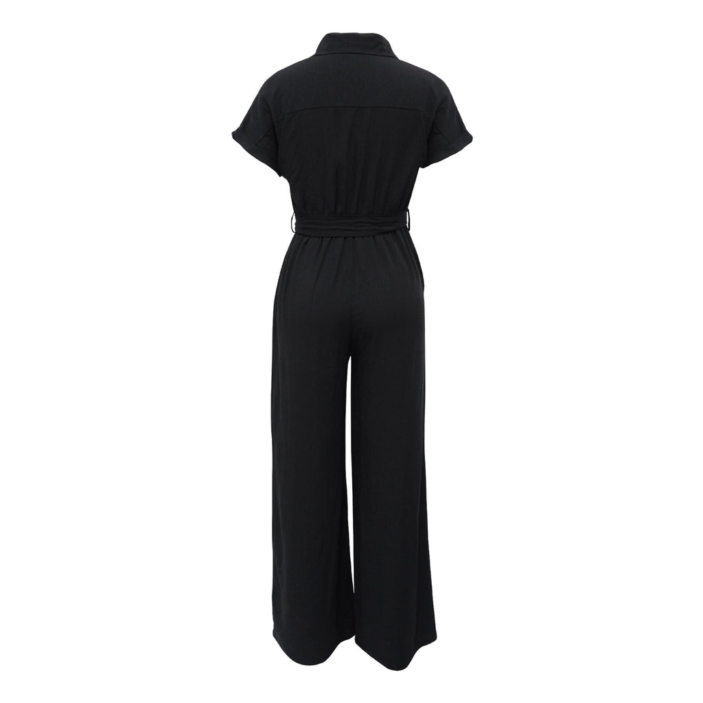 Solid Color Jumpsuit with Pockets