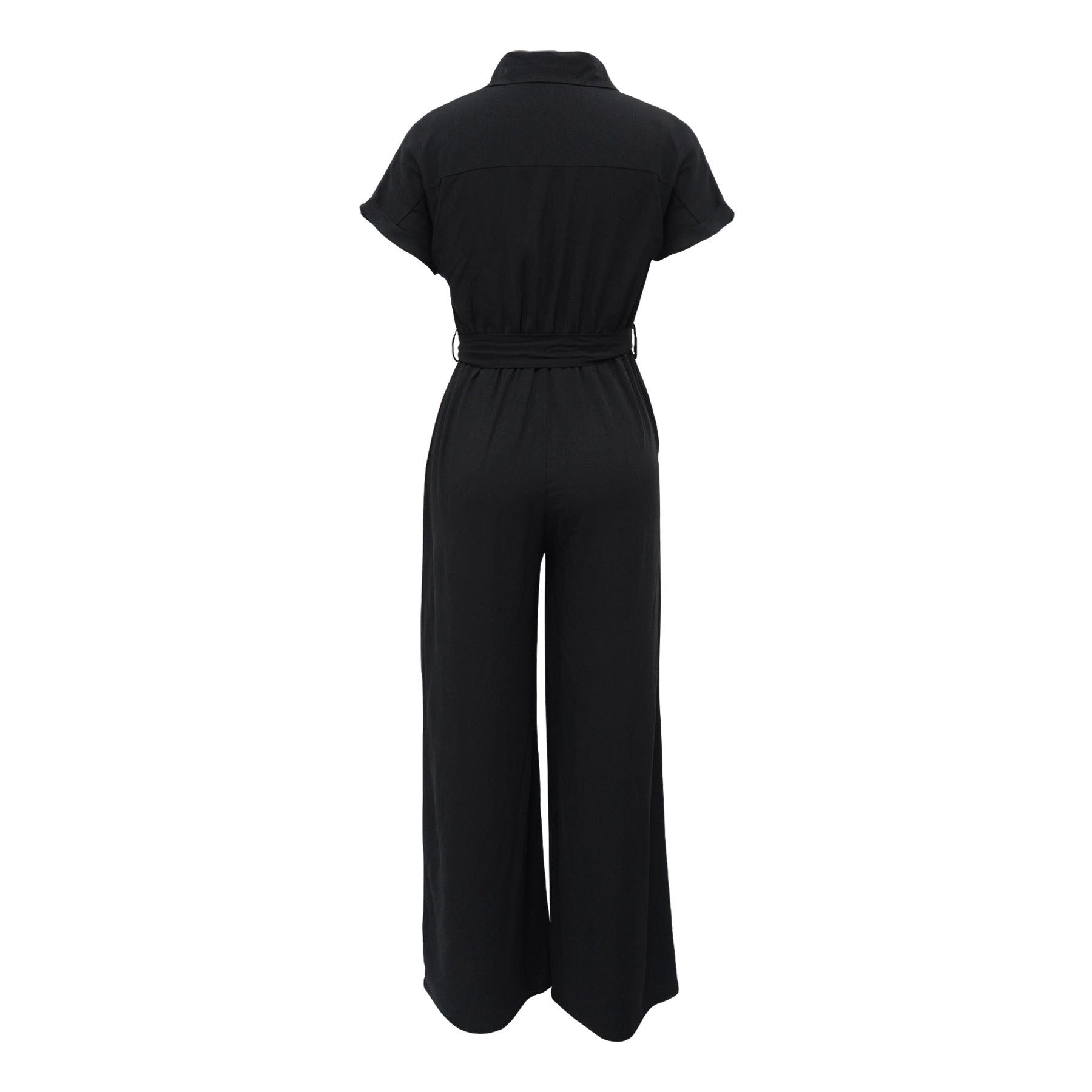 Solid Color Jumpsuit with Pockets