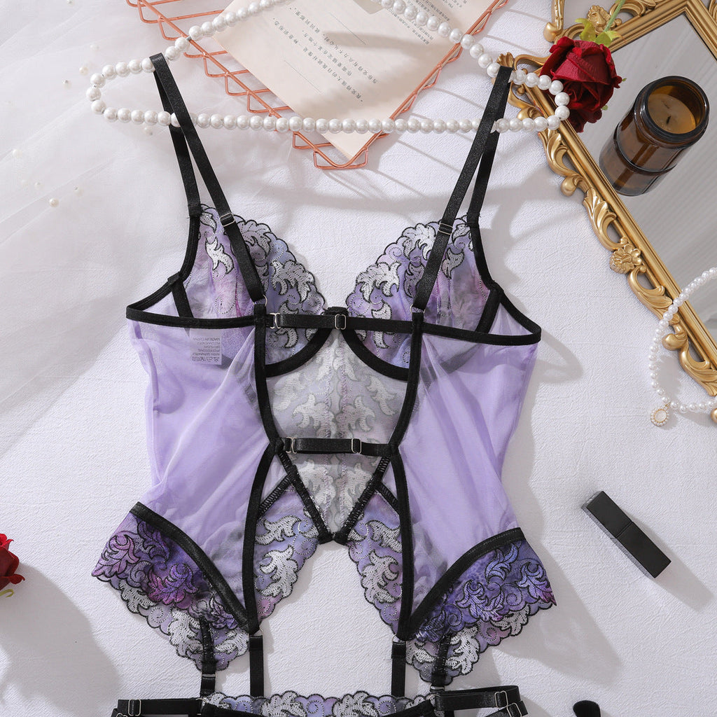 French See through Embroidery Stitching Lingerie