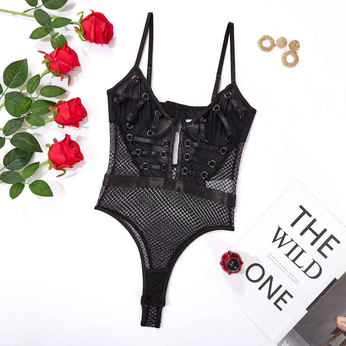Cutout Mesh See through Lingerie Set