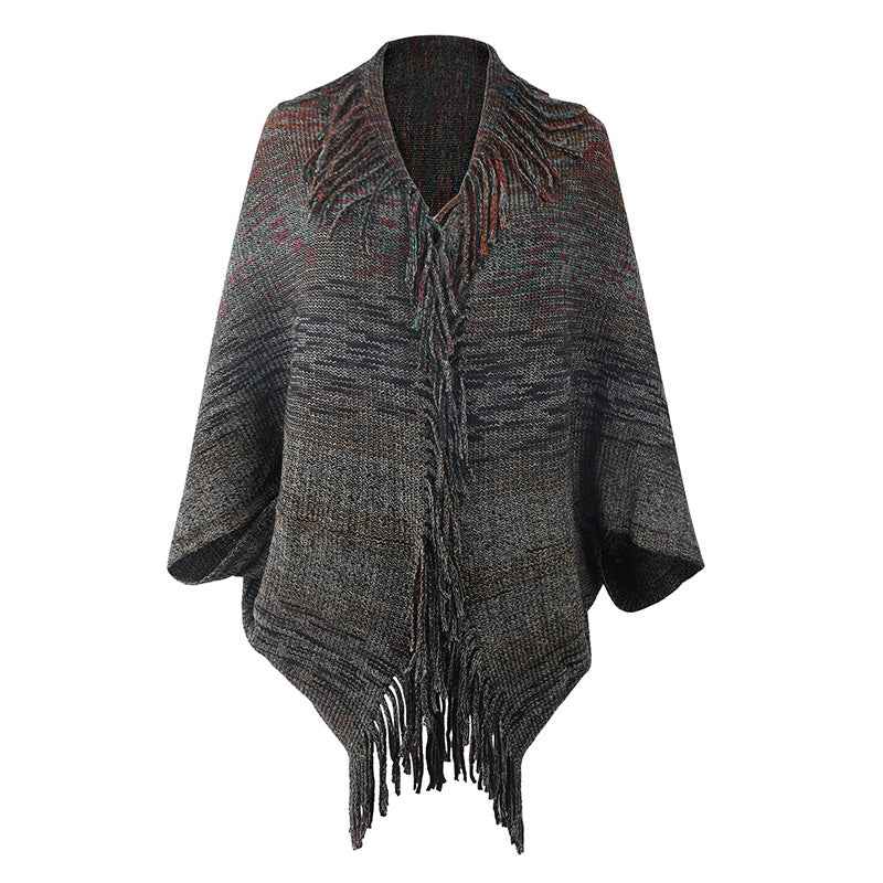 Shawl Sweater Tassel Hem Cardigan