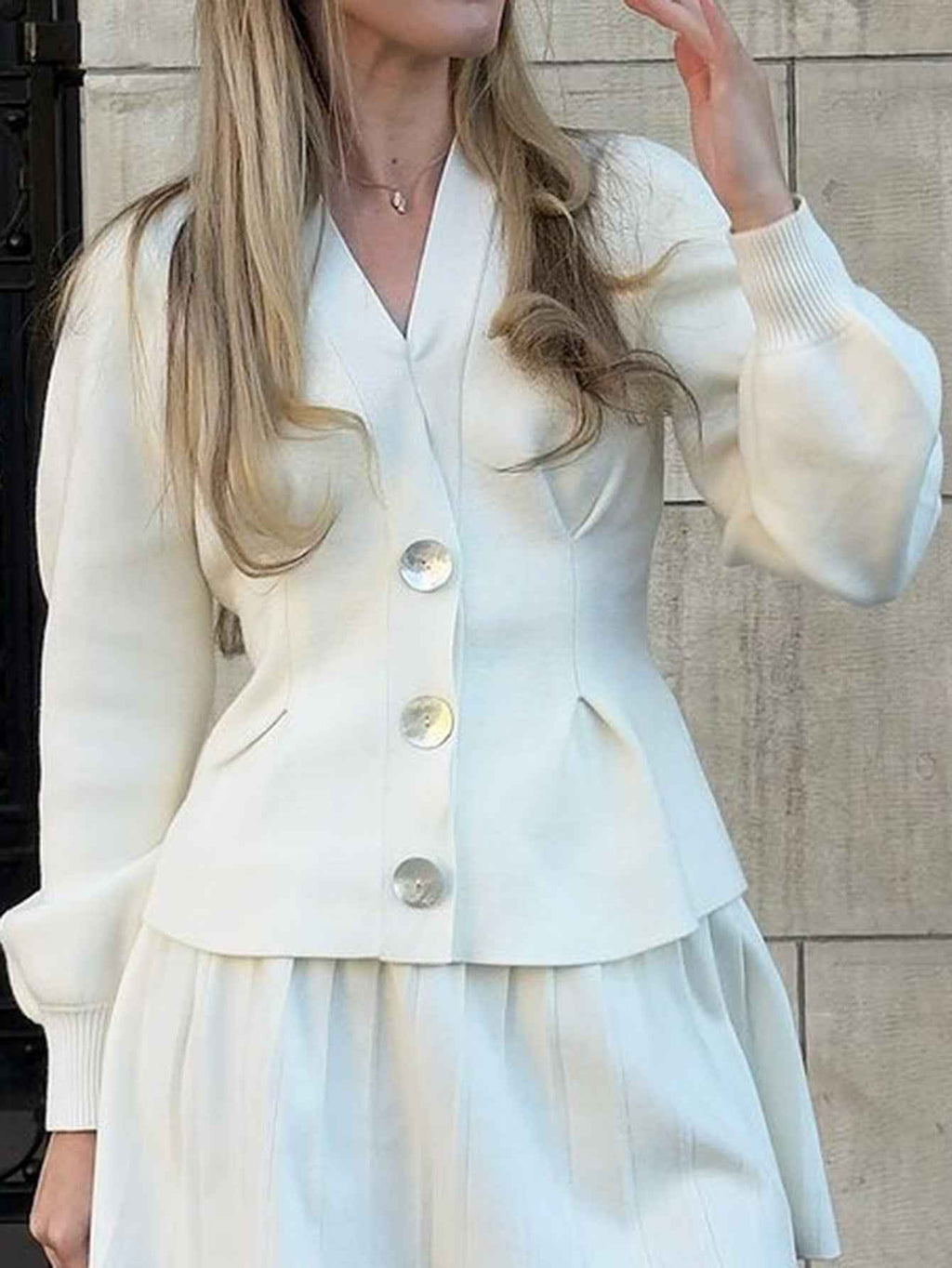 Elegant Button Long Sleeve Vest Sweater