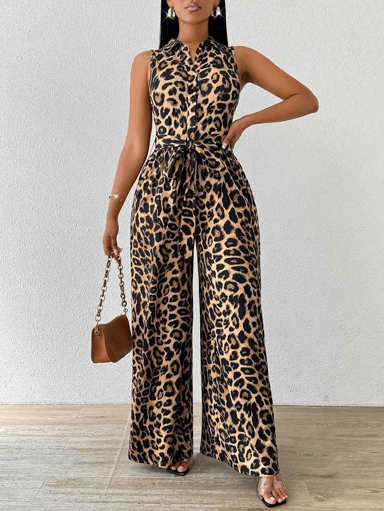 Women Leopard Print Jumpsuit