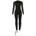 Sexy Solid Color Cutout out Strap Tight Jumpsuit