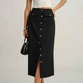 Elegant Vintage Button Slit Skirt